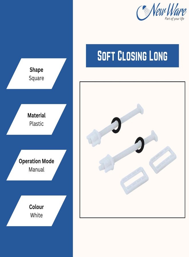 NEW WARE مجموعة مفصلات براغي غطاء مقعد المرحاض من نوع لارا من نيو وير (أبيض، 40 مم) - Image 3